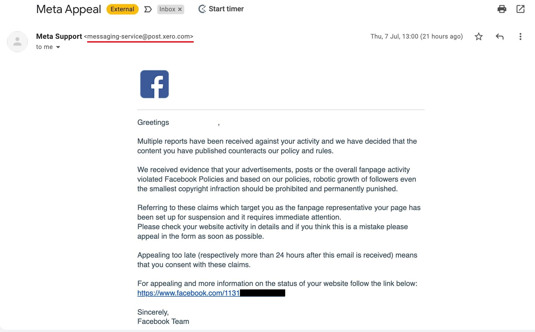 Is This Facebook Email a Fake?